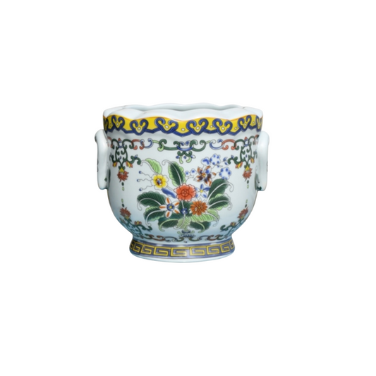 Porcelain Cachepot {Blue & Yellow}