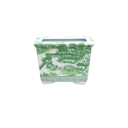 Porcelain Green Rectangle Cachepot