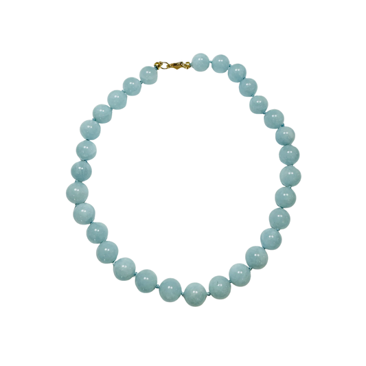 Knotted Gumball Aquamarine Necklace