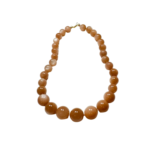Knotted Gumball Peach Moonstone Necklace