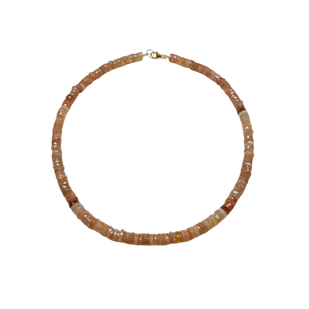 Shaded Peach Moonstone Heishi Necklace
