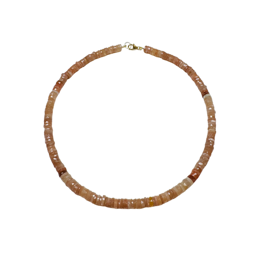 Shaded Peach Moonstone Heishi Necklace