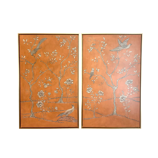 Coral Chinoiserie Panels