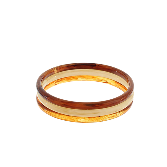 Delicate Bangle Stack {Marbled Browns}