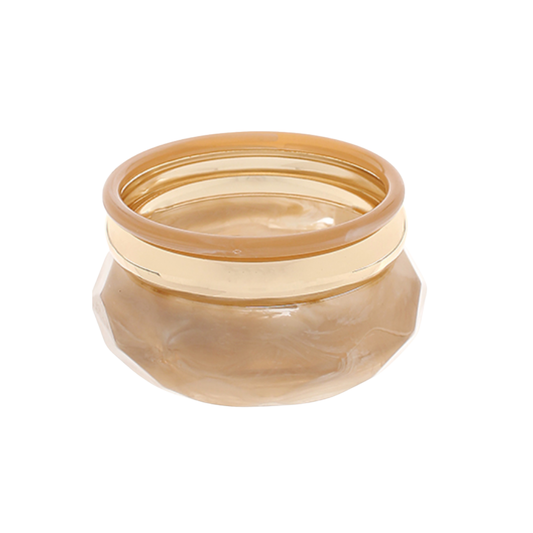 Geometric Bangle Stack {Ivory & Gold}
