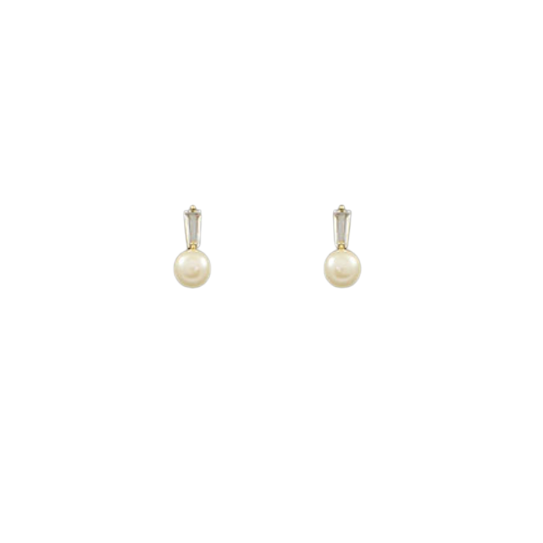 Baguette & Pearl Earrings