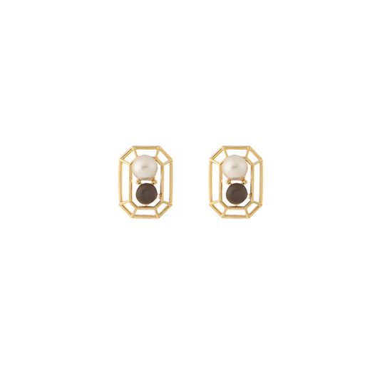 Layered Pearl Octagon Earrings {Blue & Pearl}