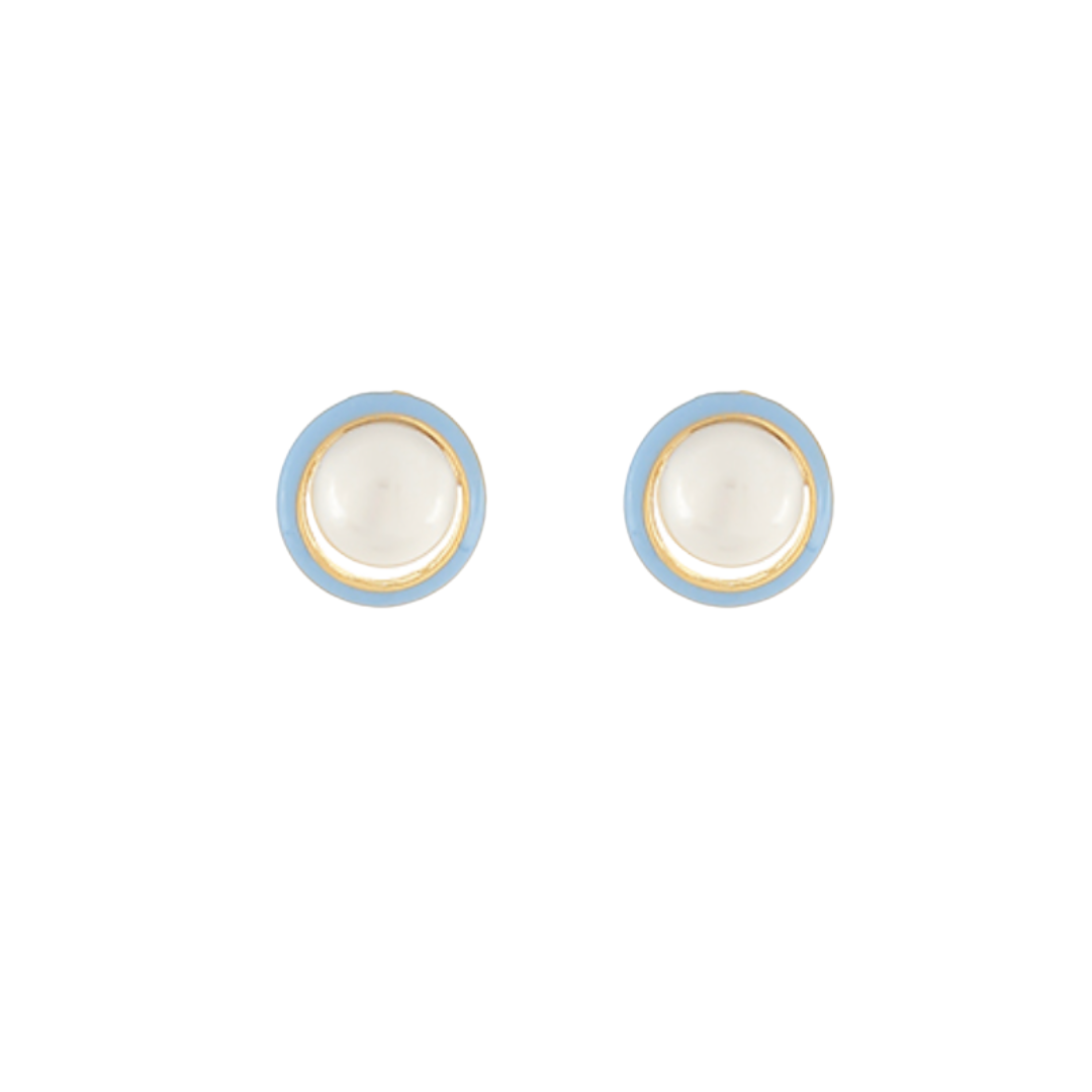 Layered Pearl Earrings {Light Blue}