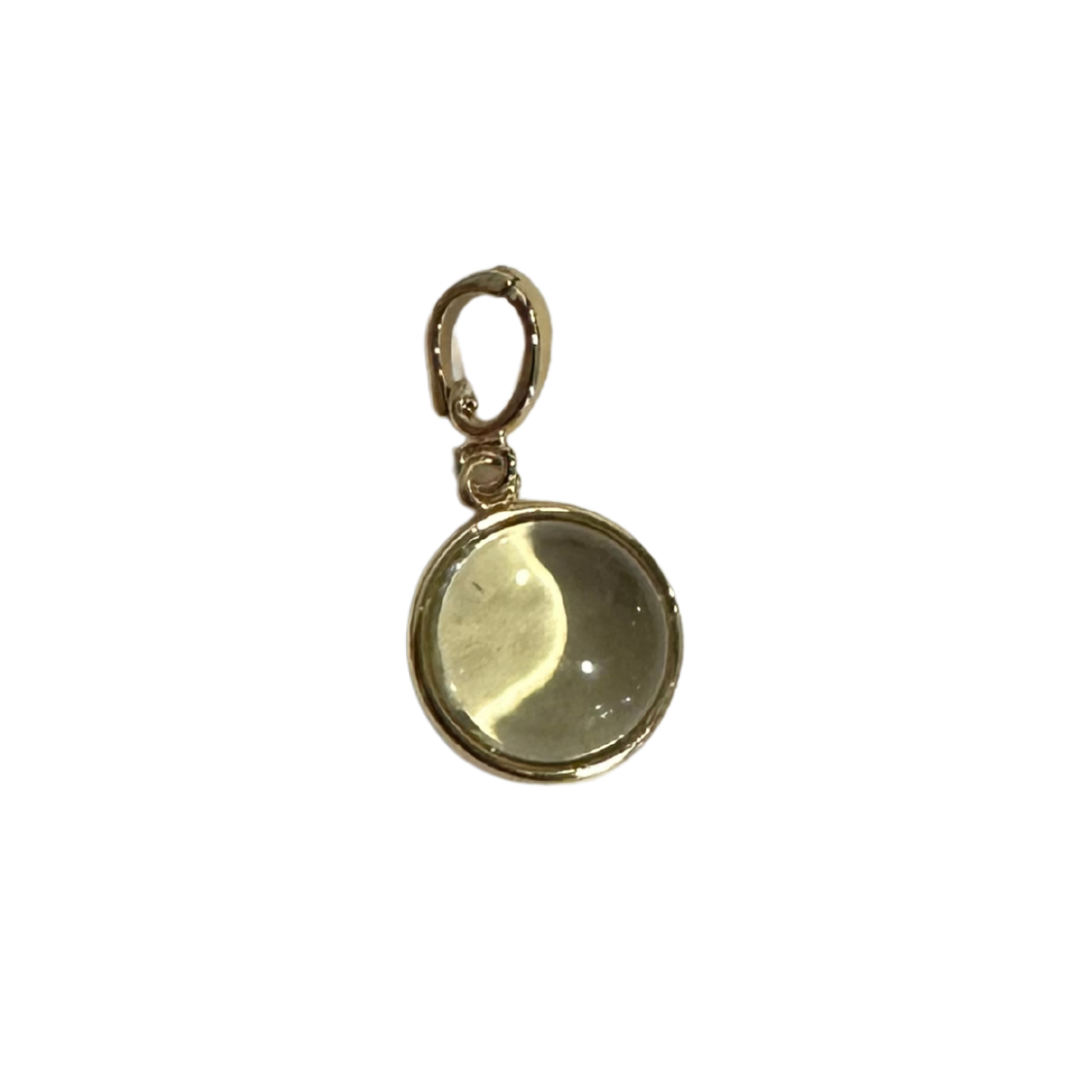 Clear Gemstone Round Charm