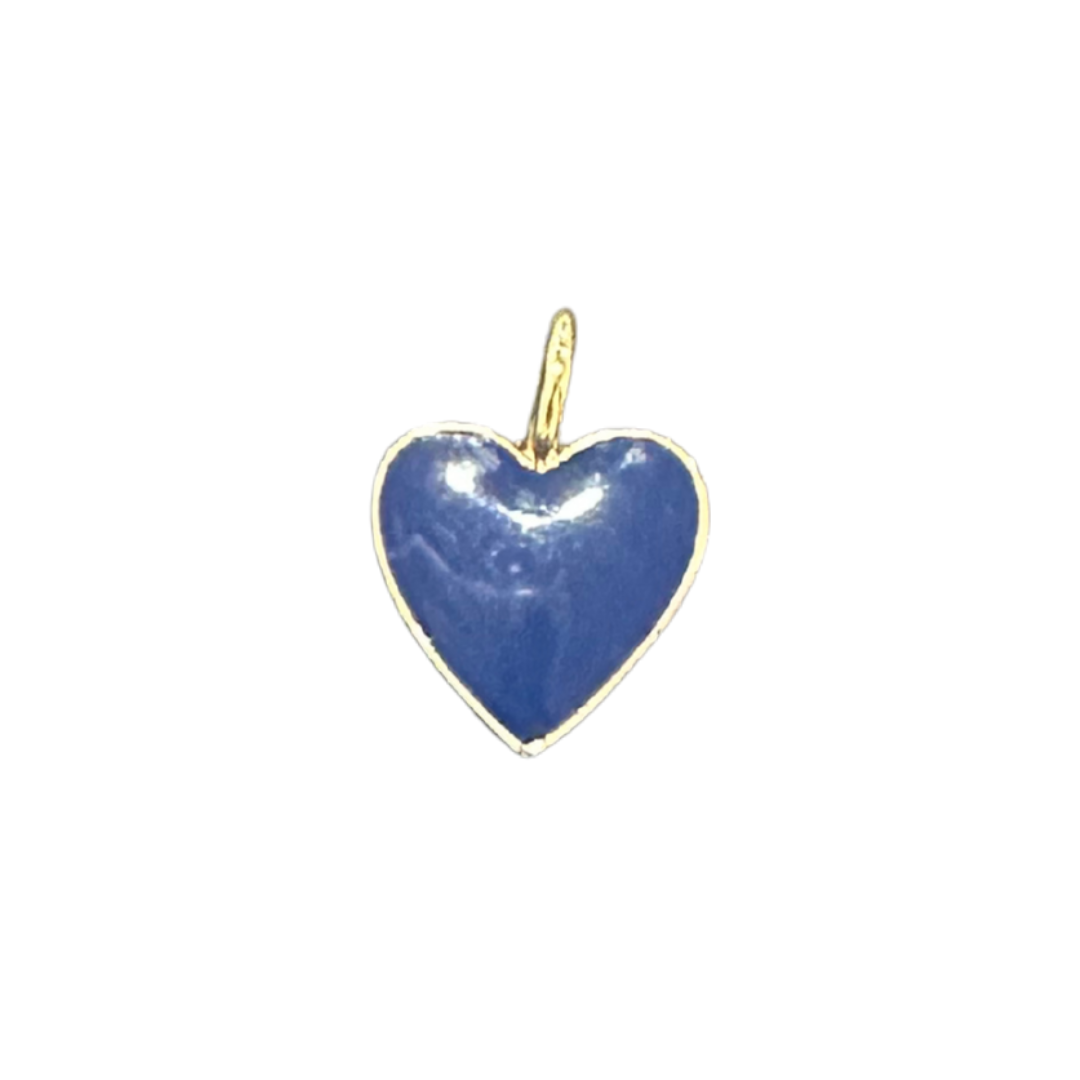 Small Blue Enamel Heart Charm