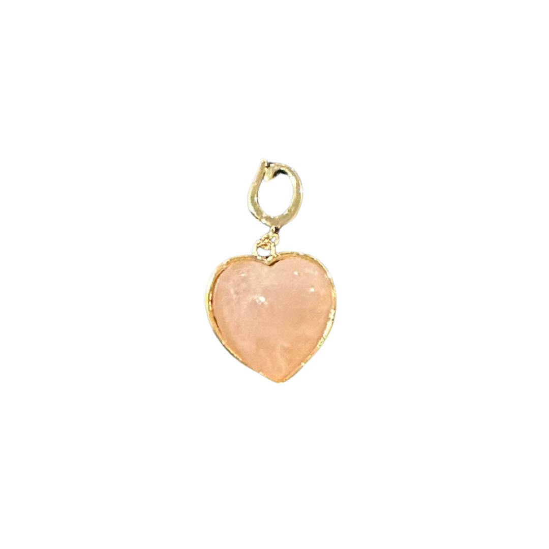 Rose Quartz Puffy Heart Charm