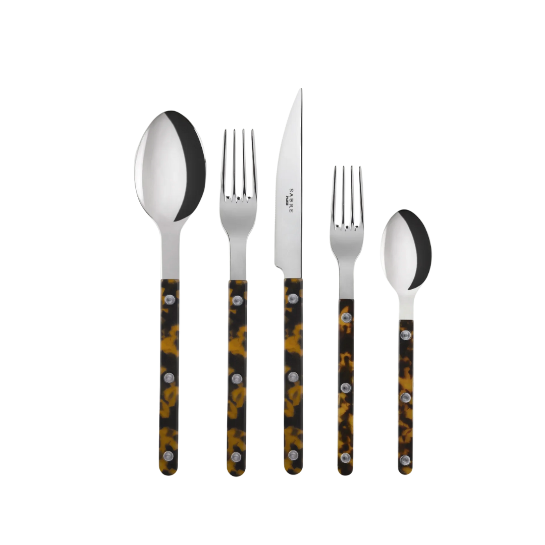 5 pc. Cutlery Set {Tortoise, Bistro Handle}