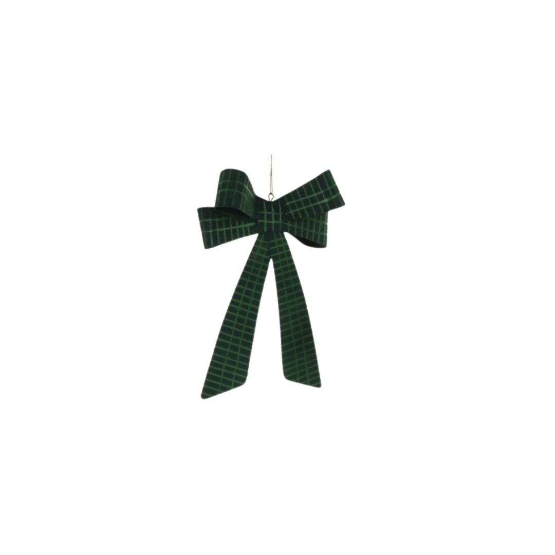 Green Windowpane Bow Ornament