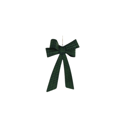 Green Windowpane Bow Ornament