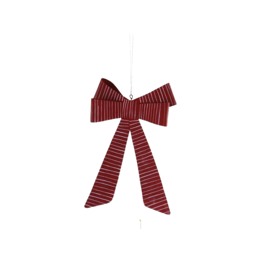 Red Striped Bow Ornament