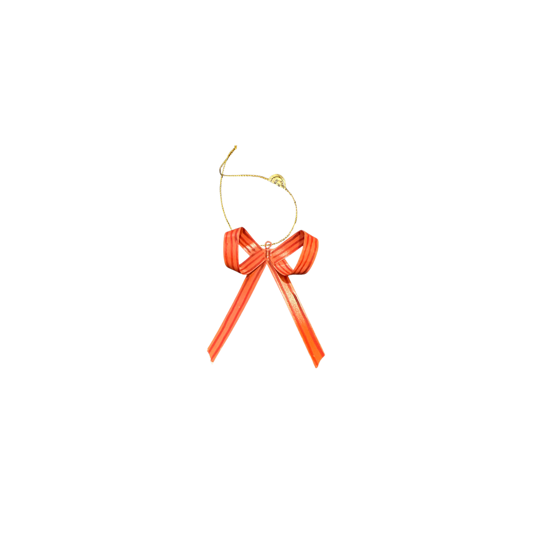 Hand Painted Bow Ornament {Small Red Stripe}