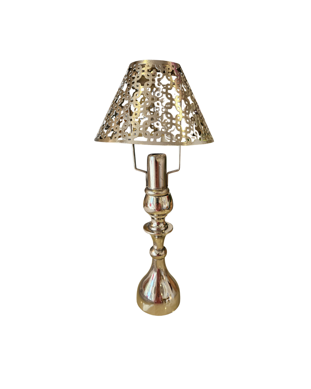 Modern Candlestick & Cutwork Shade Silver {Set of 2}