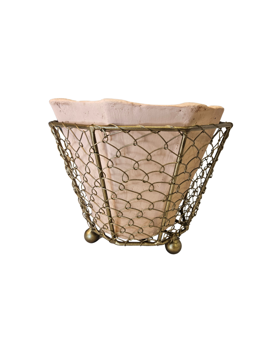 Terracotta Planter with Brass Wrap{Med}