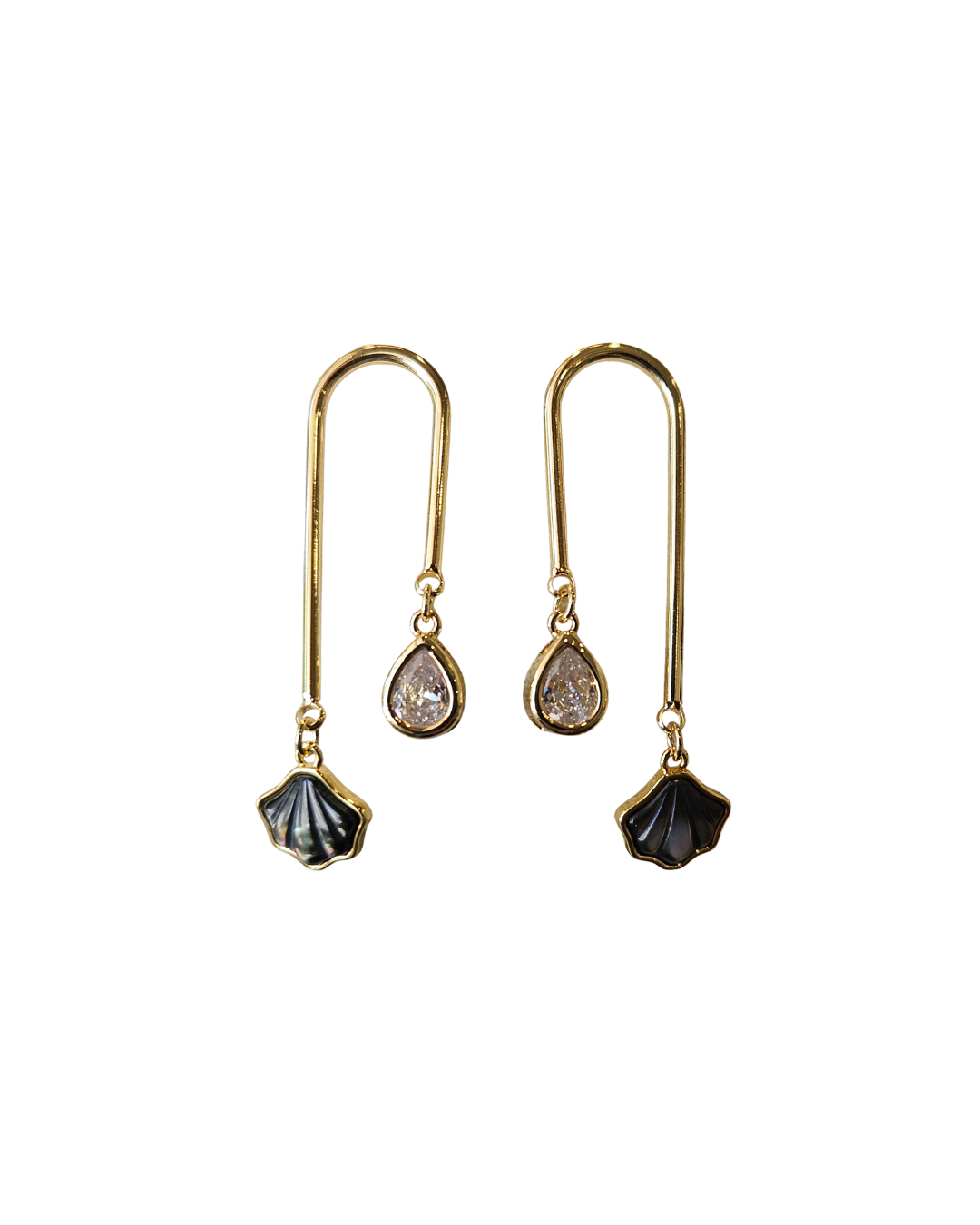 Double Drop Carved Shell Earrings