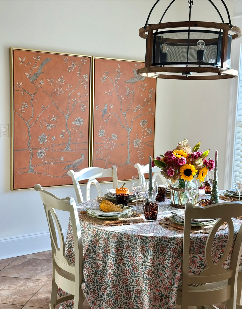 Coral Chinoiserie Panels