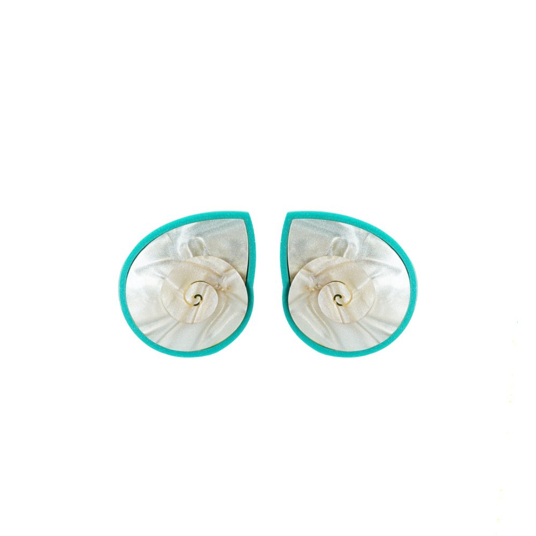 Earring Spiral Shell  {Turquoise}