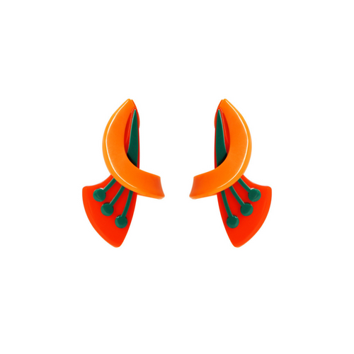 Dual Flower Earring {Orange}