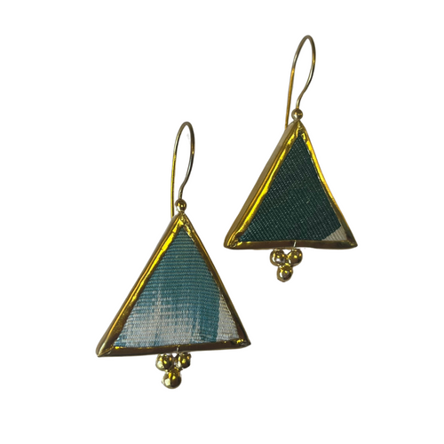 Vintage Triangle Textured Earrings {Aqua}