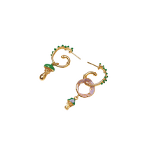 Load image into Gallery viewer, Candongas Midi Green Mushroom Earrings