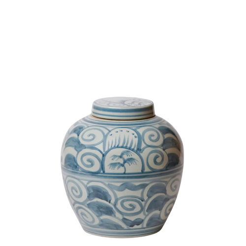 Curlicue Blue & White Porcelain Storage Jar
