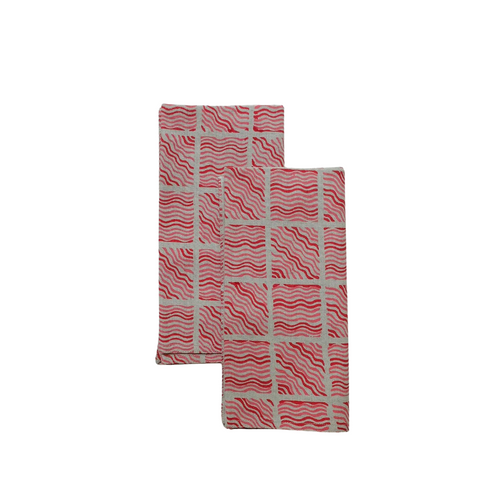 Neem Block Printed Table Napkins- Set of 4 {Ruby Red}