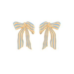 Striped Ribbon Enamel Earrings