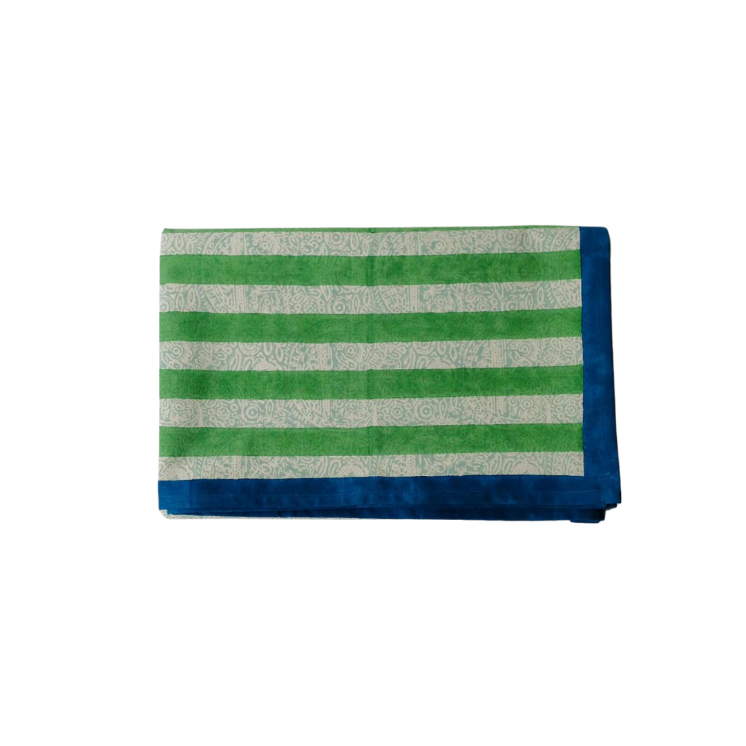 Maya Hand Block-Printed Cotton Table Cloth {Mint Green}