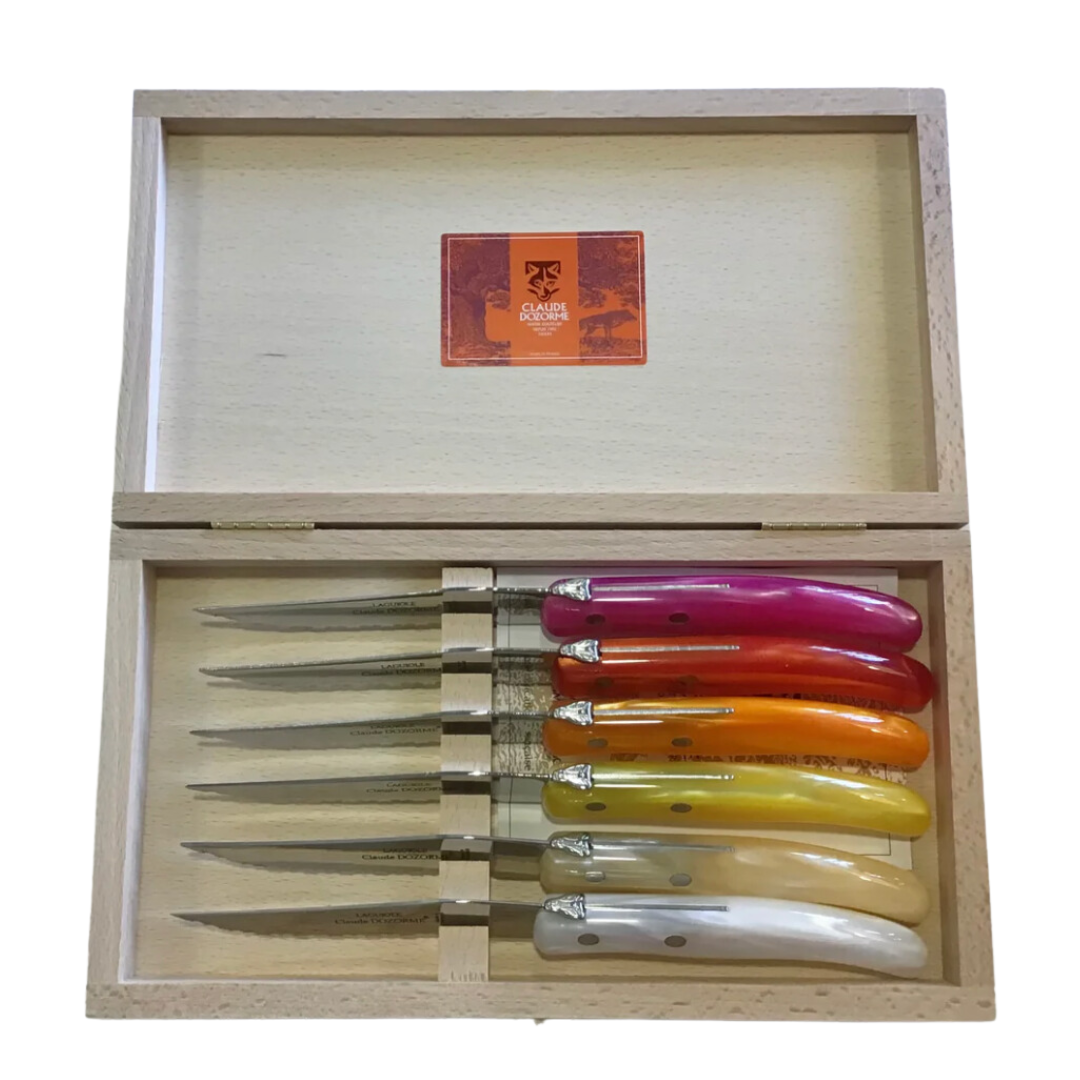 Berlingot Steak Knives {Set of 6 Pink/Orange Handle}