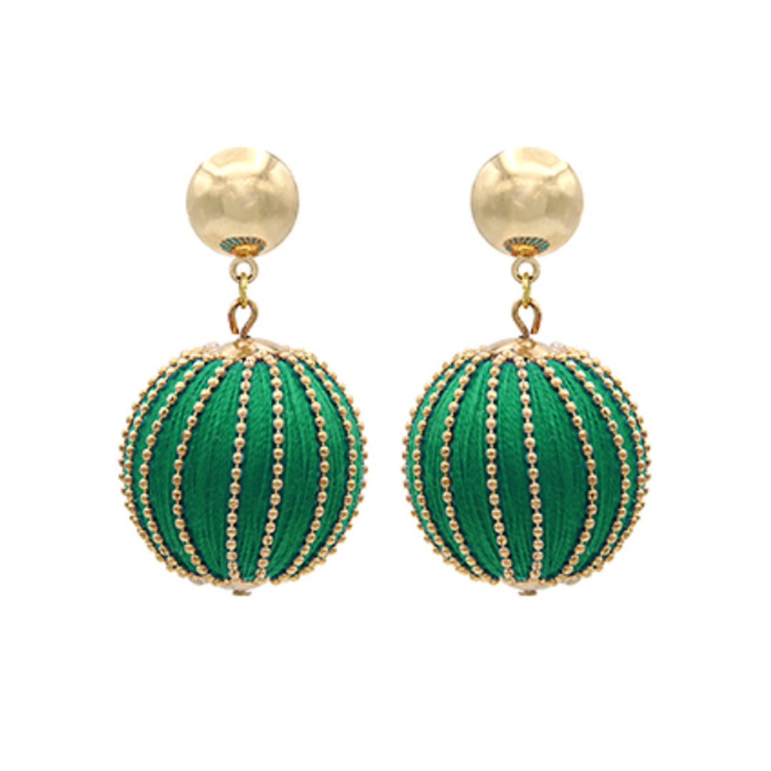 Thread & Ball Drop Earrings