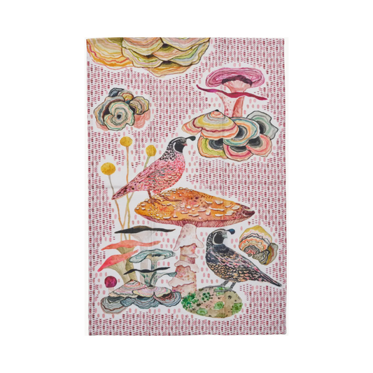 Holiday Tea Towel {Quails}