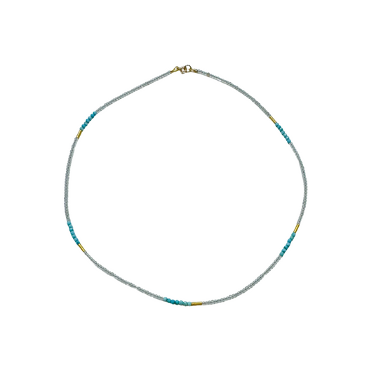 Delicate Color Block Five Bar Necklace {Turquoise and Zircon}