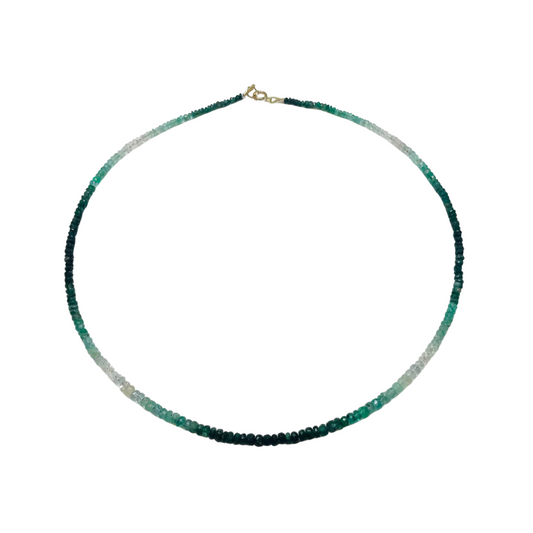 Shaded Emerald Heishi Cut Necklace