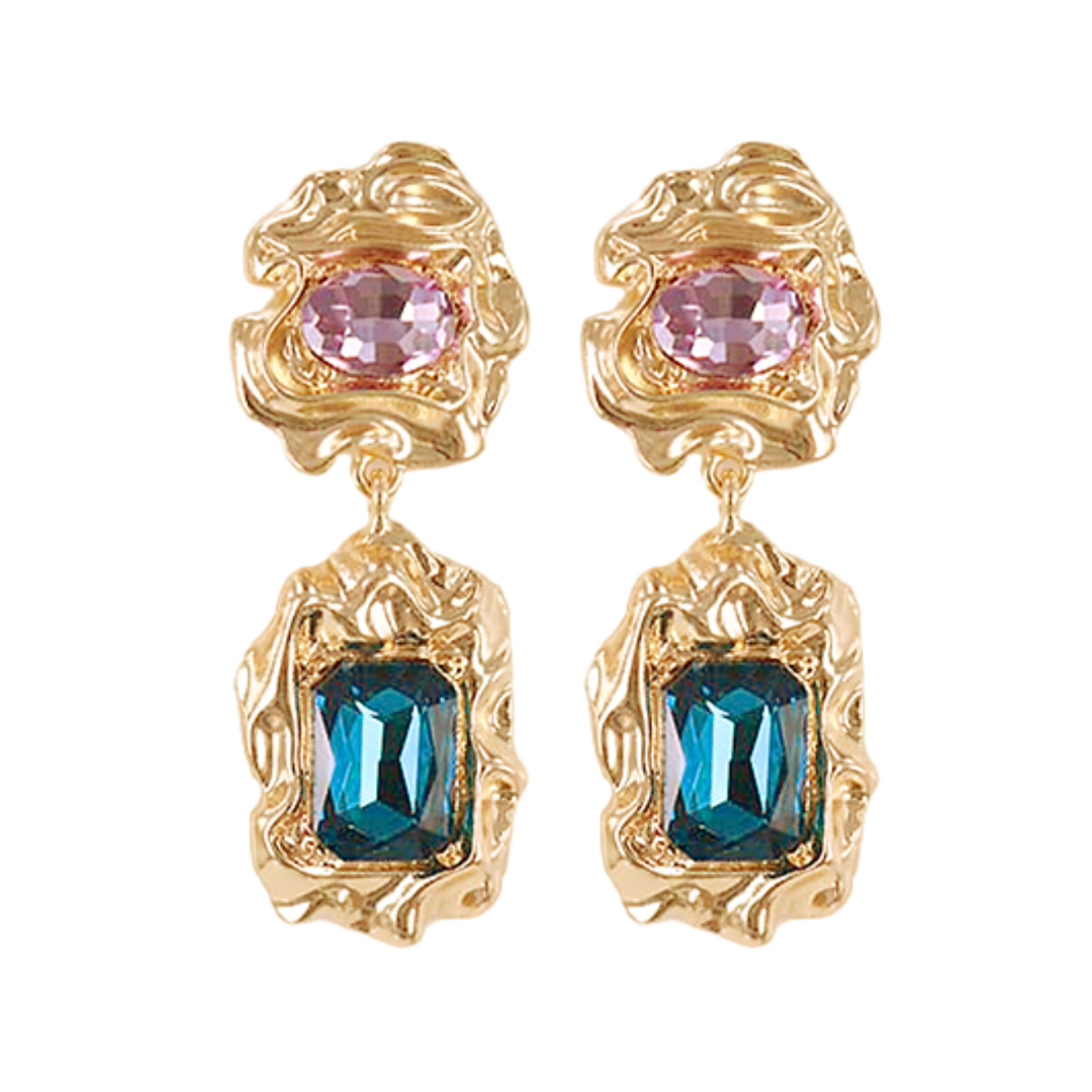 Dual Gemstone Drop Earrings