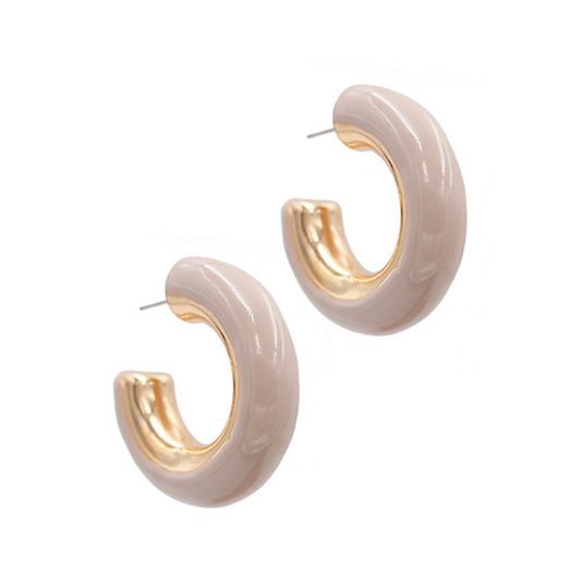 Chunky Taupe Enamel Hoops