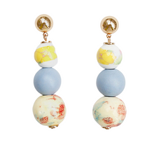 Load image into Gallery viewer, Printed Flower Ceramic Ball Drop Earrings