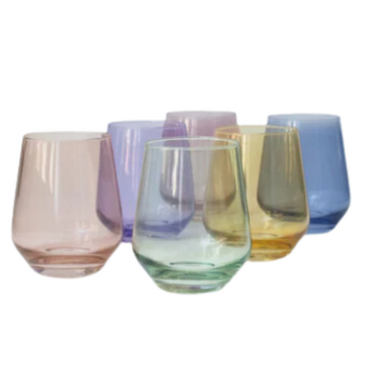 Estelle Colored Wine Stemless {Pastel Set of 6}