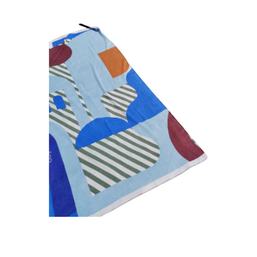 Blue Carte Postal Beach Towel