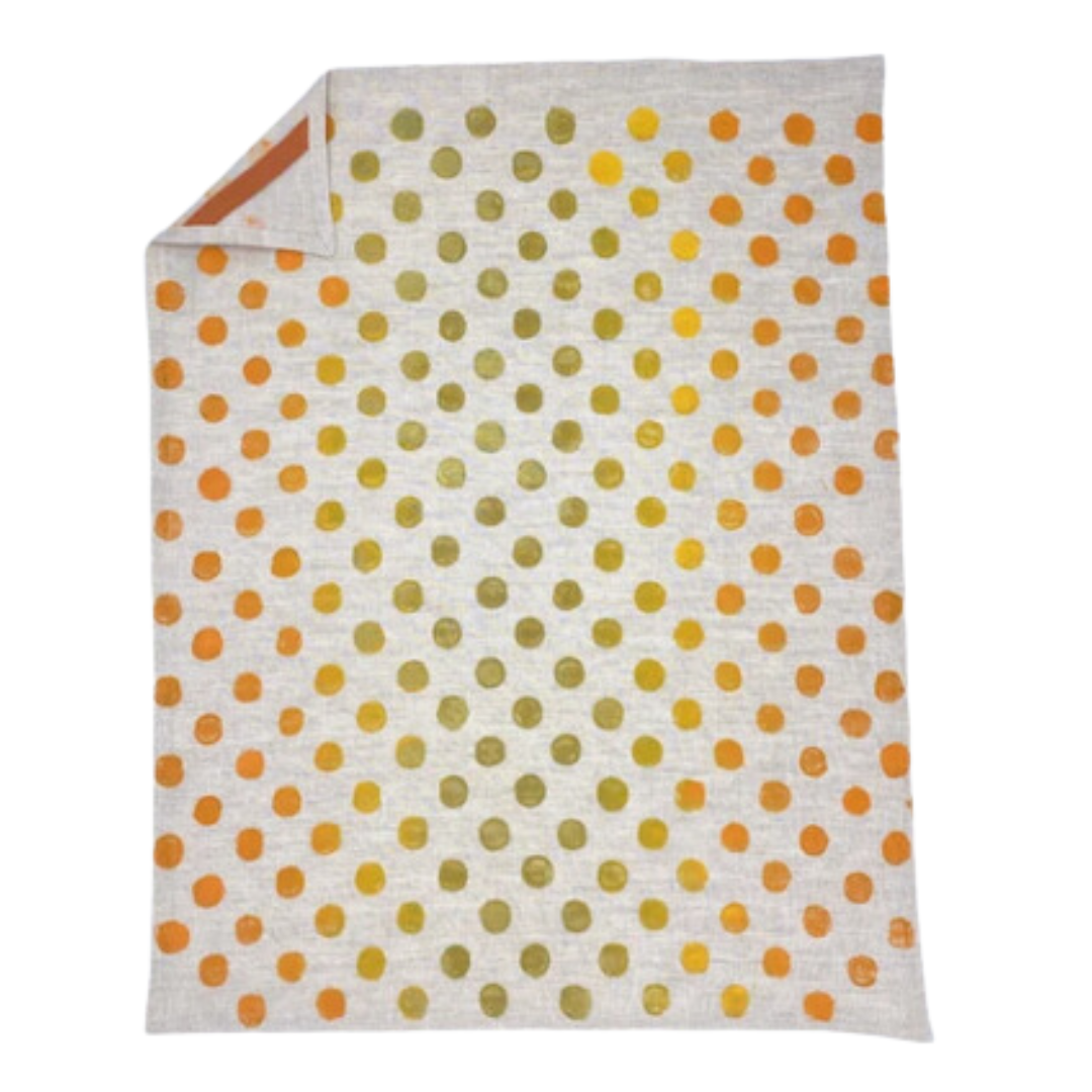 Linen Tea Towel Polka Dots in Golden Rod