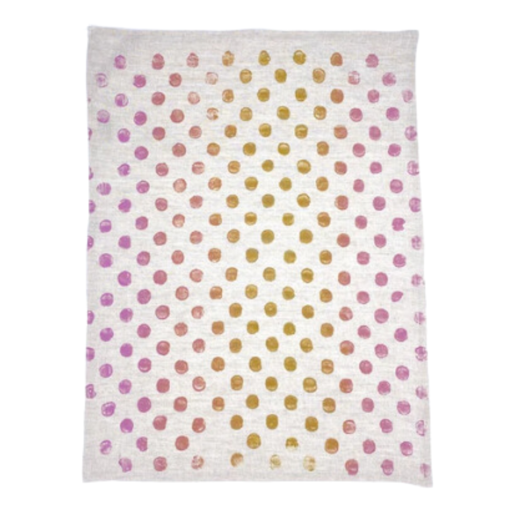 Linen Tea Towel Polka Dots in Miami Vice