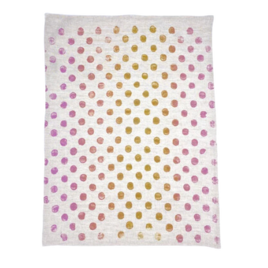 Linen Tea Towel Polka Dots in Miami Vice