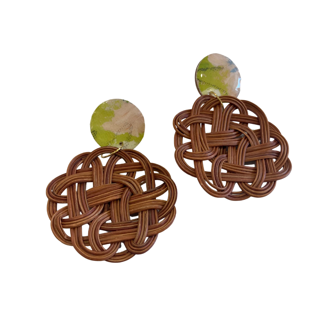 Canvas + Woven Knot Earrings {Lime & Blush}