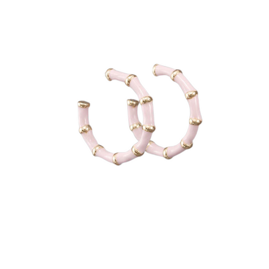 Baby Pink Bamboo Hoops - Medium