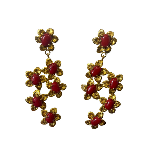 Vintage Earrings {Red Flowers}