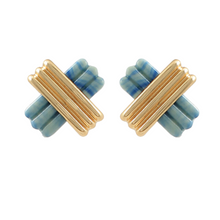 Load image into Gallery viewer, Stone &amp; Textured Crisscross Earrings
