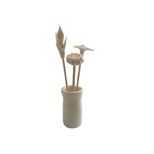 Mini Bud Vase with 3 Flower Reeds